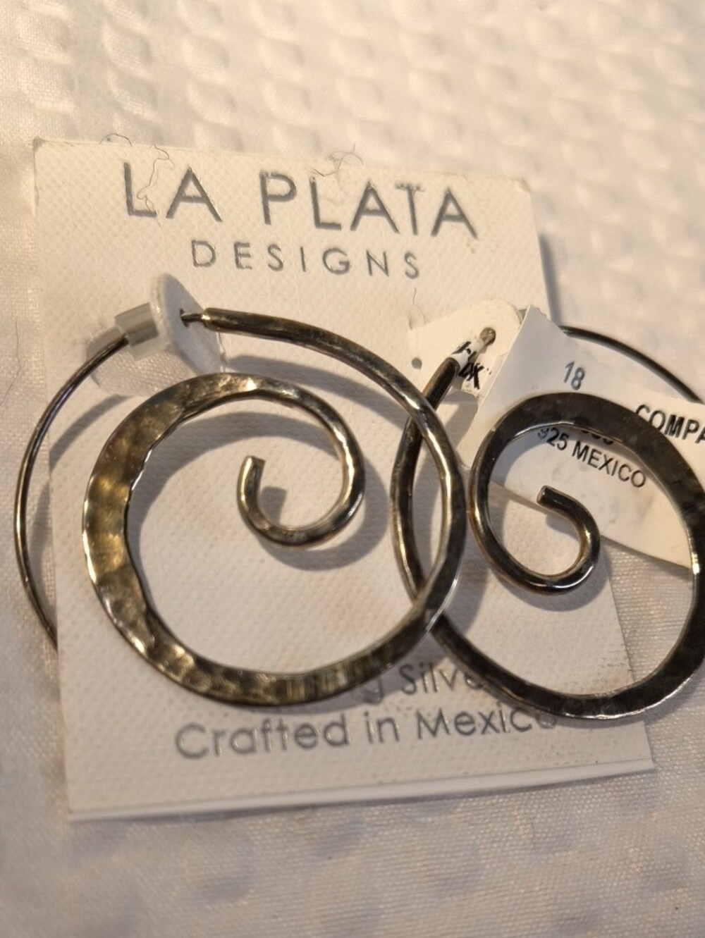 La Plata Designs Sterling Silver Spiral Hoop Earrings - Picture 3 of 4